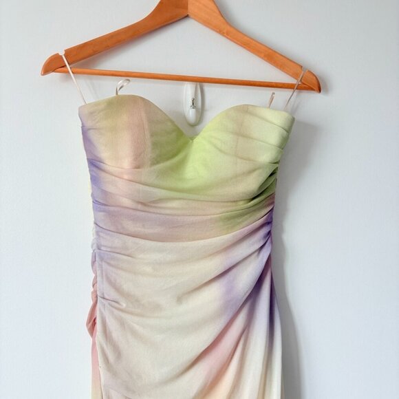 Zara Strapless Tulle Tie Dye Midi Dress NWT Size Small - Picture 8 of 12